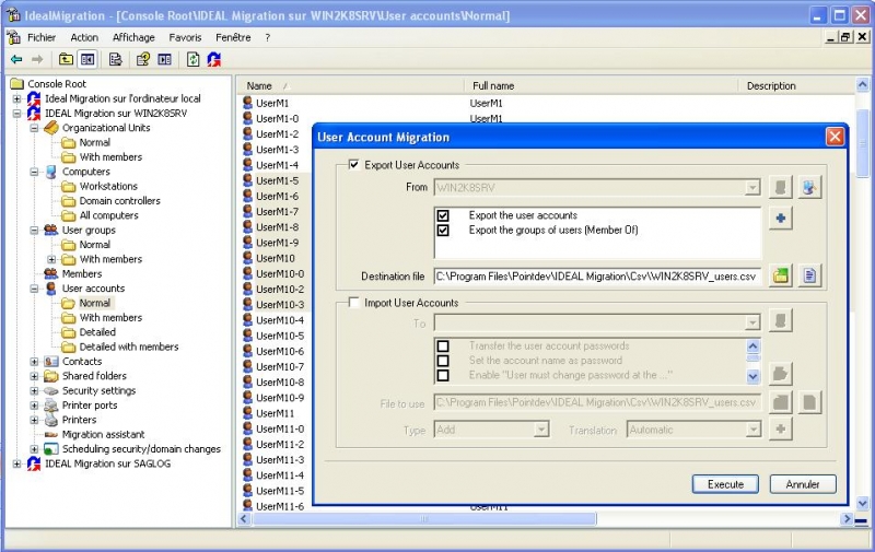 You can export Active Directory Objects into CSV files