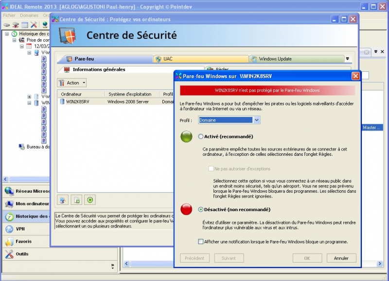 Modifiez à distance les paramètres UAC, parefeu et les règles